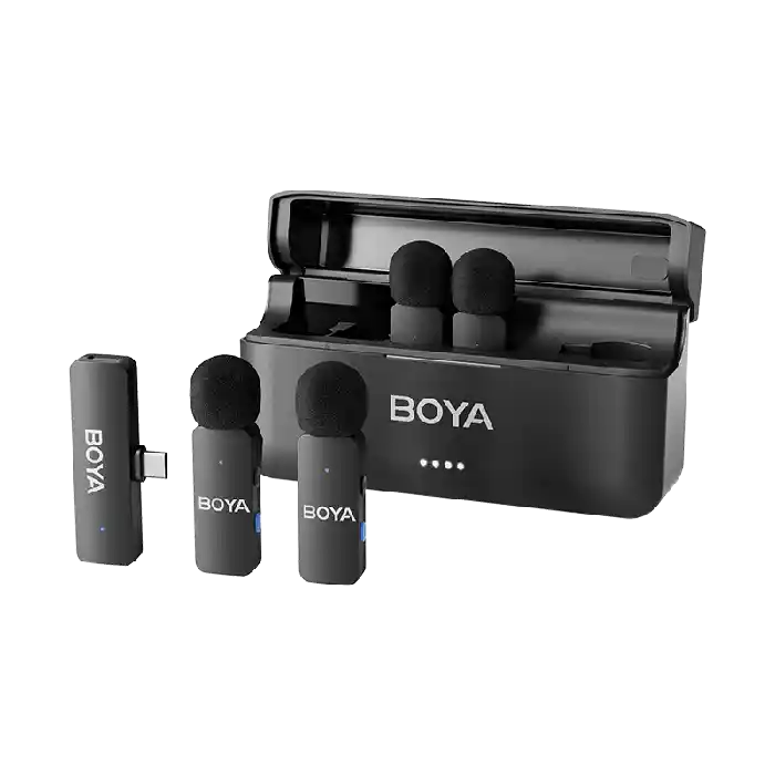 BOYA BY-V4U Four-channel Wireless Lavalier Microphone for iPhone 15 Series Type C Smartphone Lapel Mic for Video Recording Vlog